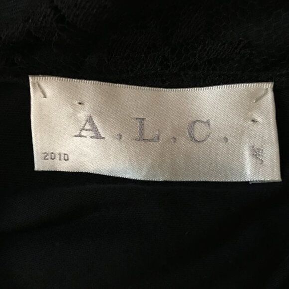 ALC Black Mini Dress Asymmetrical Lace Top Micromodal Womens Size S Small - Picture 3 of 12